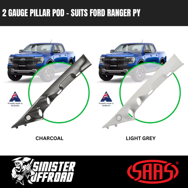 2104 Ranger 2 Gauge Pillar Pod to suit Ford Ranger PY (Next Gen)