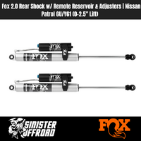   Fox 2.0 Rear Shock w/ Remote Reservoir & Adjusters | Nissan Patrol GU/Y61 (0–2.5" Lift)