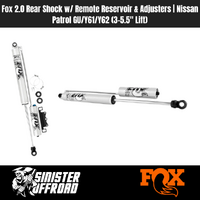  Fox 2.0 Rear Shock w/ Remote Reservoir & Adjusters | Nissan Patrol GU/Y61/Y62 (3–5.5" Lift)