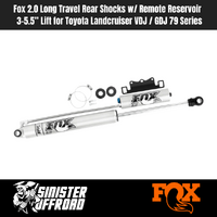 Fox 2.0 Long Travel (3-5.5" Lift) Rear Shock w/ Remote Reservoir & Adjusters suits Toyota Landcruiser VDJ GDJ 79 Series (EA)