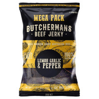 Butchermans Beef Jerky - Lemon,Garlic,Pepper  - 200gram Mega Pack