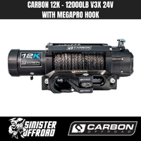 Carbon 12K 12000lb Winch V3X with MegaPro Hook 24V