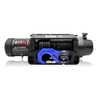 Carbon 12K 12000LB Winch with Black Synthetic Rope and Blue Hook