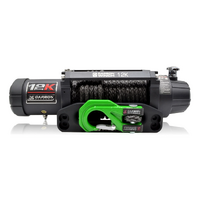 Carbon 12K 12000LB Winch with Black Synthetic Rope and Green Hook