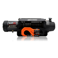 Carbon 12K 12000LB Winch with Black Synthetic Rope and Orange Hook