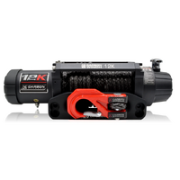 Carbon 12K 12000LB Winch with Black Synthetic Rope and Red Hook