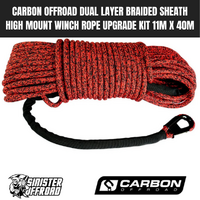 Carbon Offroad Dual Layer Braided Sheath High Mount Winch Rope Upgrade Kit 11mm x 40m 