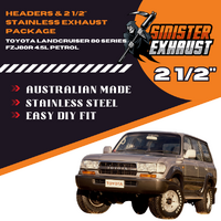 TOYOTA LANDCRUISER 80 SERIES FZJ80R 4.5L PETROL, HEADERS & 2 1/2" STAINLESS EXHAUST PACKAGE