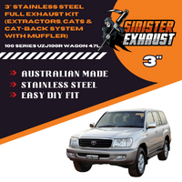 TOYOTA LANDCRUISER 100 SERIES UZJ100R WAGON 4.7L 3" STAINLESS STEEL FULL EXHAUST KIT (EXTRACTORS, CATS & CAT-BACK SYSTEM WITH MUFFLER)