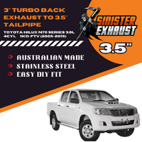 Toyota Hilux N70 Series 3.0L 4Cyl 1KD-FTV (2005-2015) 3" Turbo Back Exhaust To 3.5" Tailpipe