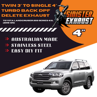 Toyota LandCruiser 200 Series 4.5L (2016-On) Twin 3" to Single 4" Stainless Steel Turbo Back DPF Delete Exhausts