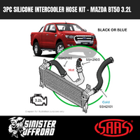 3pc Silicone Intercooler Hose Upgrade Kit to suit Mazda BT50 UP UR 3.2L