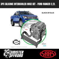 3pc Silicone Intercooler Hose Upgrade Kit suits Ford Ranger PX/PX2/PX3 2.2L 4Cyl