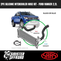 2PC Silicone Intercooler Hose Upgrade Kit suits Ford Ranger PX/PX2/PX3 2.2L 4Cyl 118KW