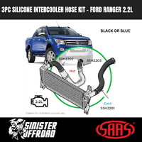 3pc Silicone Intercooler Hose Upgrade Kit to suit Ford Ranger PX/PX2/PX3 110kW 2.2L 4Cyl