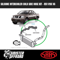 Silicone Intercooler Cold Side Hose Upgrade Kit suits Nissan Pathfinder R51 Ti550 3.0L V9X V6