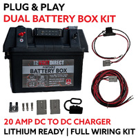 Plug & Play Portable Dual Battery Box Powerstation Kit w/ intergrated 20 Amp DC to DC Charger