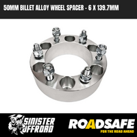 50mm Roadsafe Billet Alloy Wheel Spacers - 6x139.7mm PCD, M12x1.25 Suits GQ GU Nissan Patrol